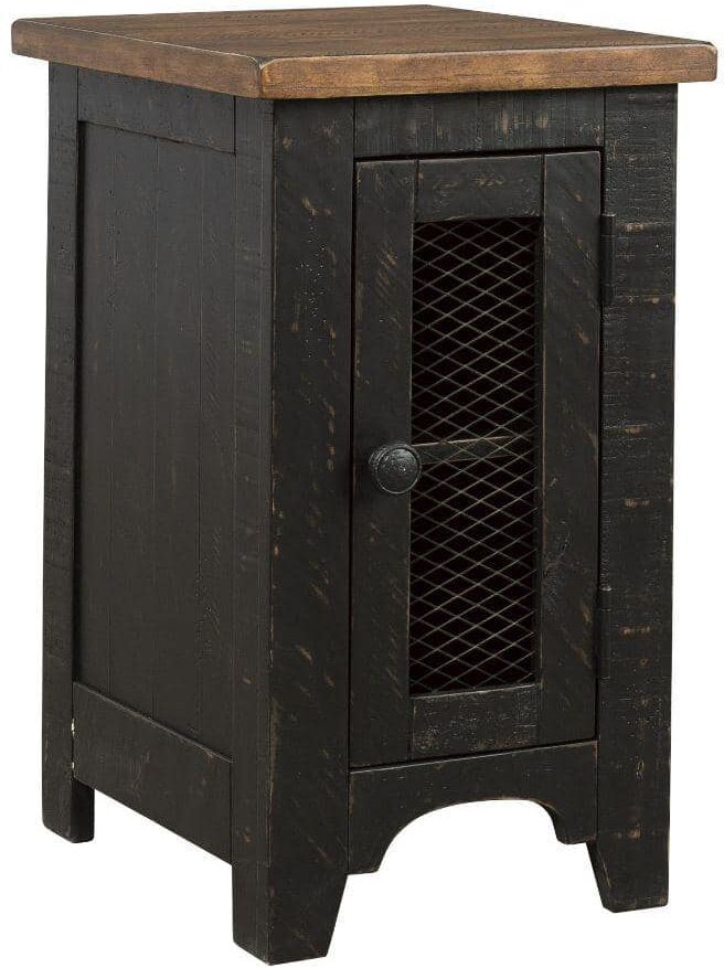 Benjara 14 in. Black and Brown Rectangle Wood End Table with Metal Grill Cabinet