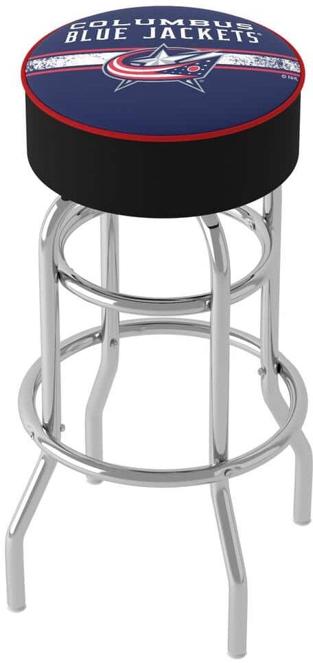 Columbus Blue Jackets Logo 31 in. Red Backless Metal Bar Stool with Vinyl Seat