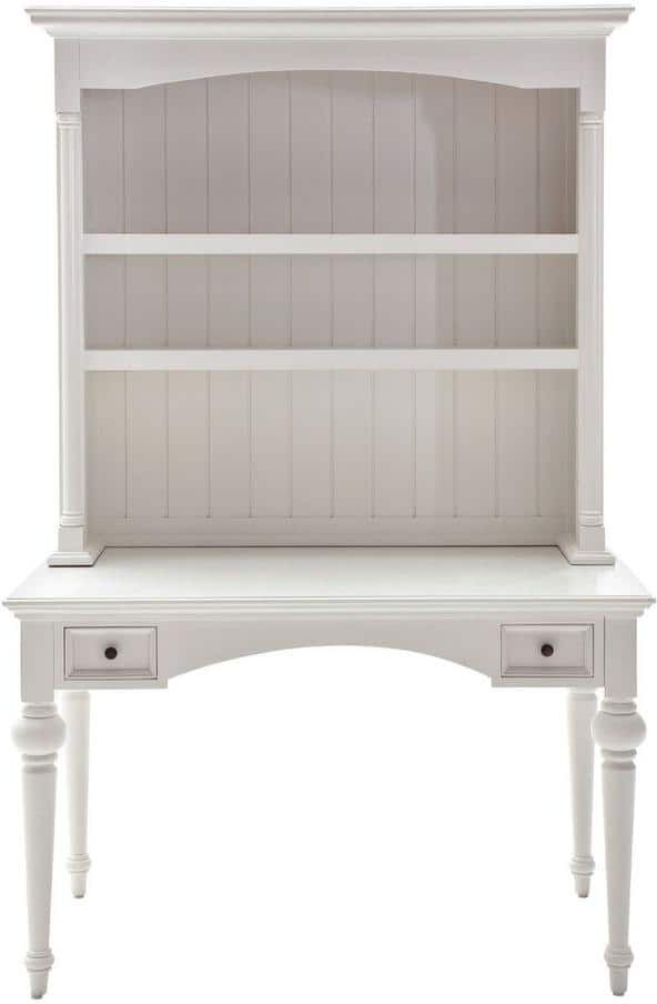 HomeRoots Valerie 47.24 in. Rectangular Classic White Wood 2-Drawer Computer Desk