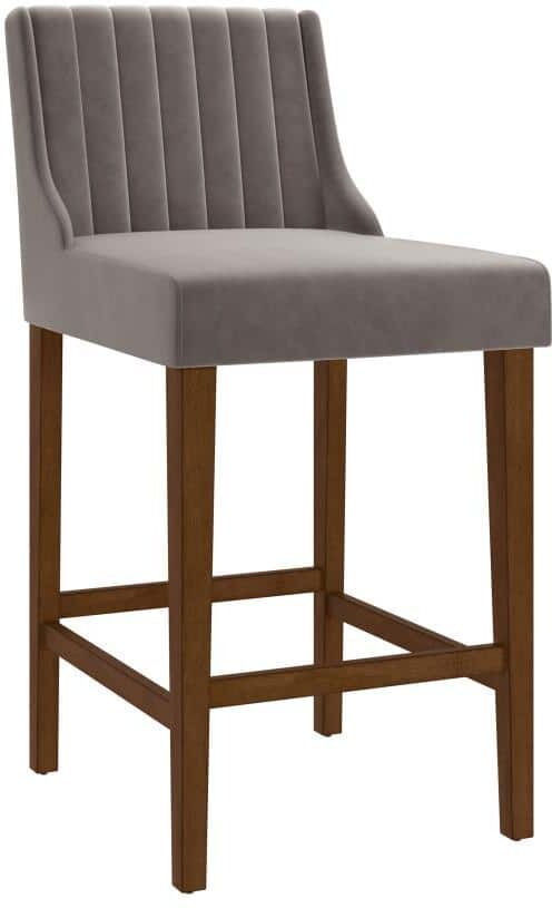 Hillsdale Furniture Lynne 26 in. Walnut Full Back Wood Counter Stool with Fabric Seat Set of 1