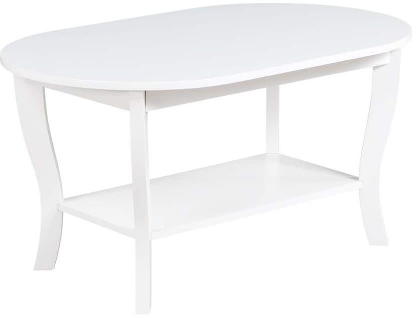 Convenience Concepts American Heritage 36 in. White Oval MDF Coffee Table with Shelf