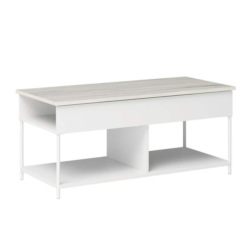 SAUDER Boulevard Cafe 43.386 in. White Rectangle Composite Coffee Table with Lift-Top