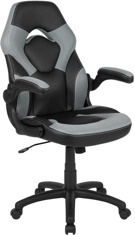 Carnegy Avenue Gray LeatherSoft Upholstery Racing Game Chair