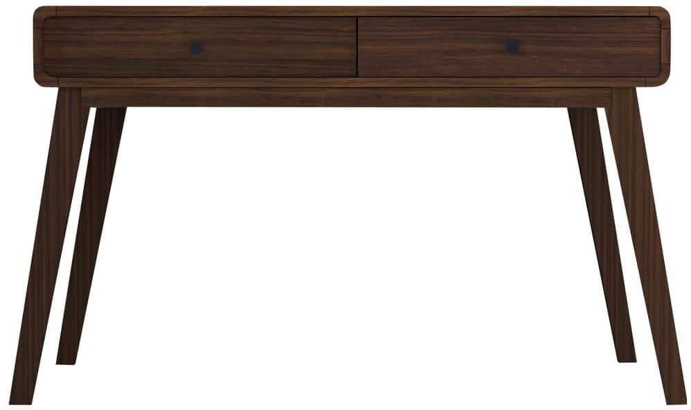 REN HOME - THE ART OF SCANDINAVIAN DESIGN Leva Desk, 19.5 in W, Rectangular, Walnut, MDF, 2 Drawer Desk w Wood grain legs