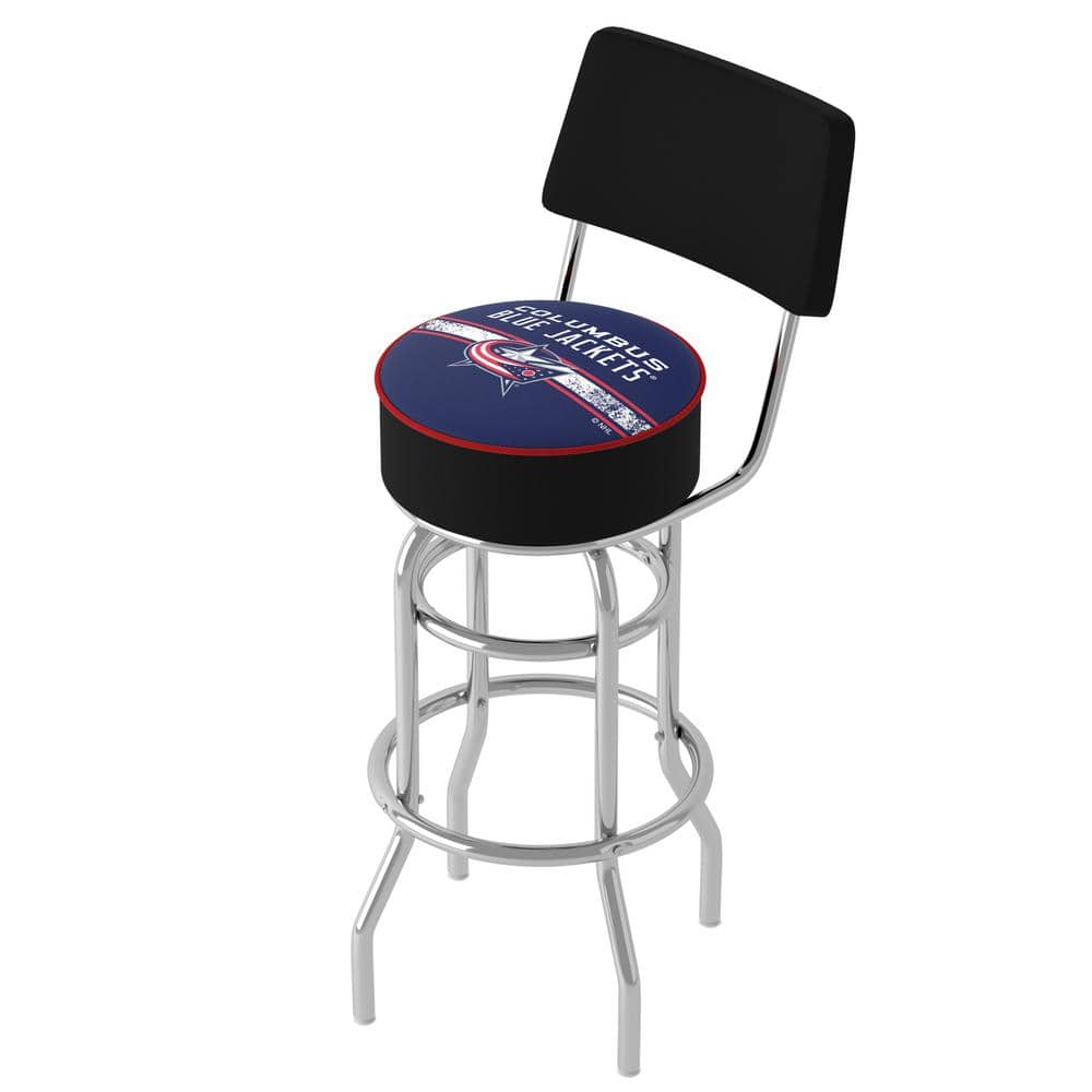 Columbus Blue Jackets Logo 31 in. Red Low Back Metal Bar Stool with Vinyl Seat