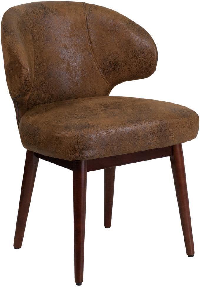 Flash Furniture Fabric Cushioned Side Chair in Brown with Walnut Legs