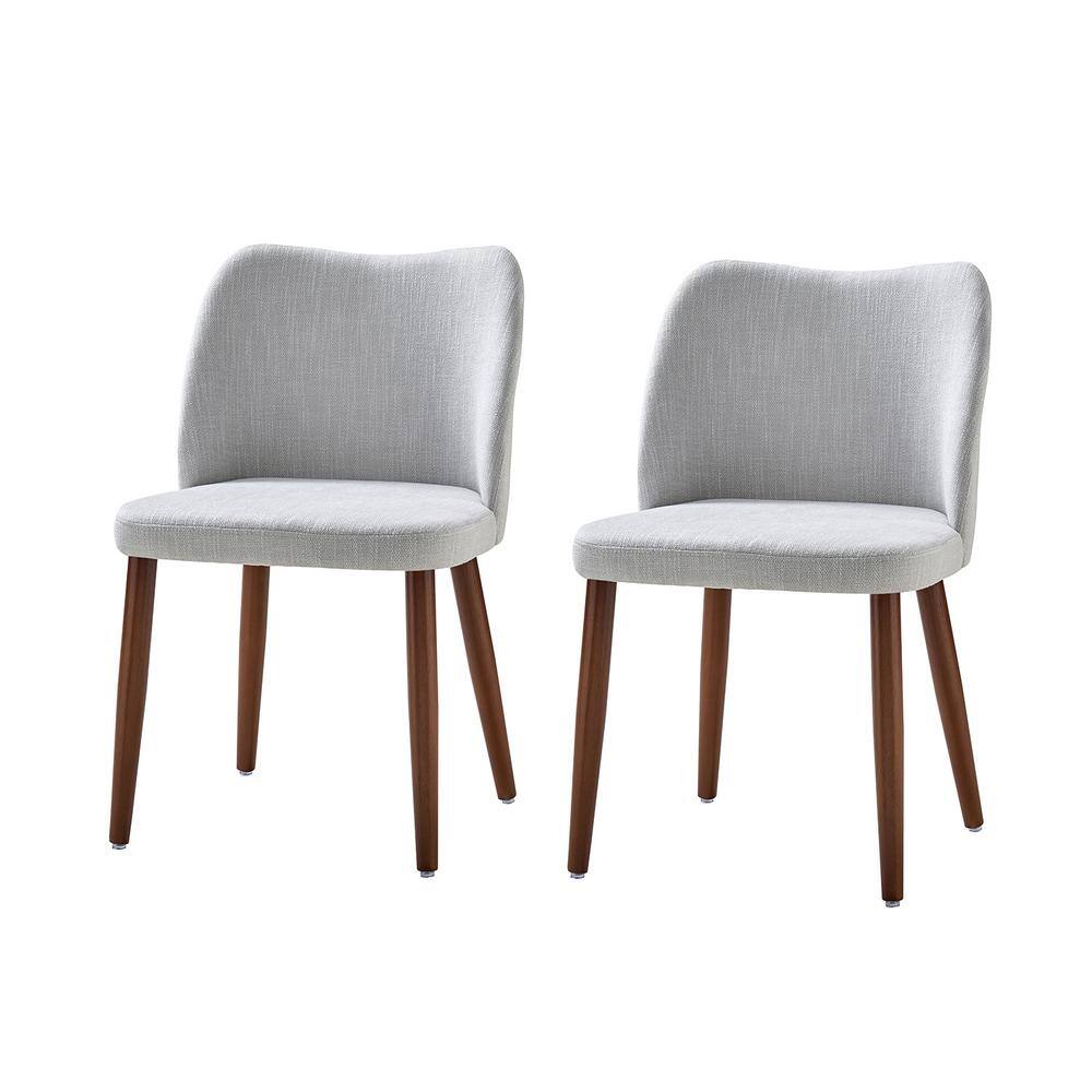 JAYDEN CREATION Eliseo Grey Modern Upholstered Dining Chair with Solid Wood Legs Set of 2