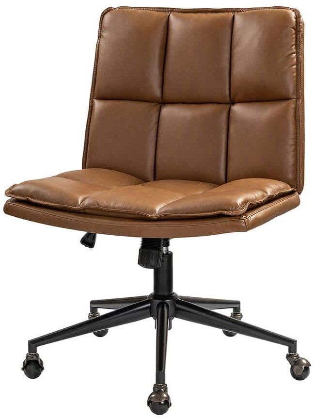 JAYDEN CREATION Iris Modern Camel Vegan Leather Polyurethane Adjustable Height Task Chair