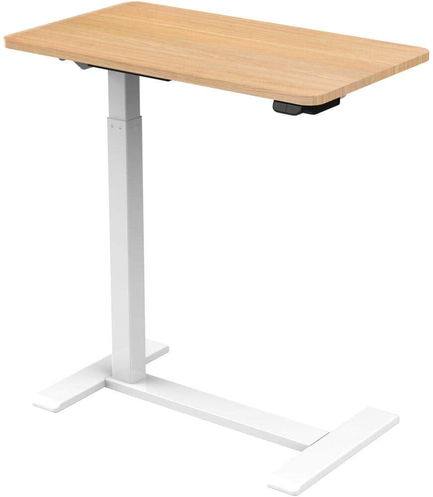 Hanover 28-in. White Electric Height Adjustable Rolling Portable Computer Desk for Medical Use, TV Tray Table, or Laptop