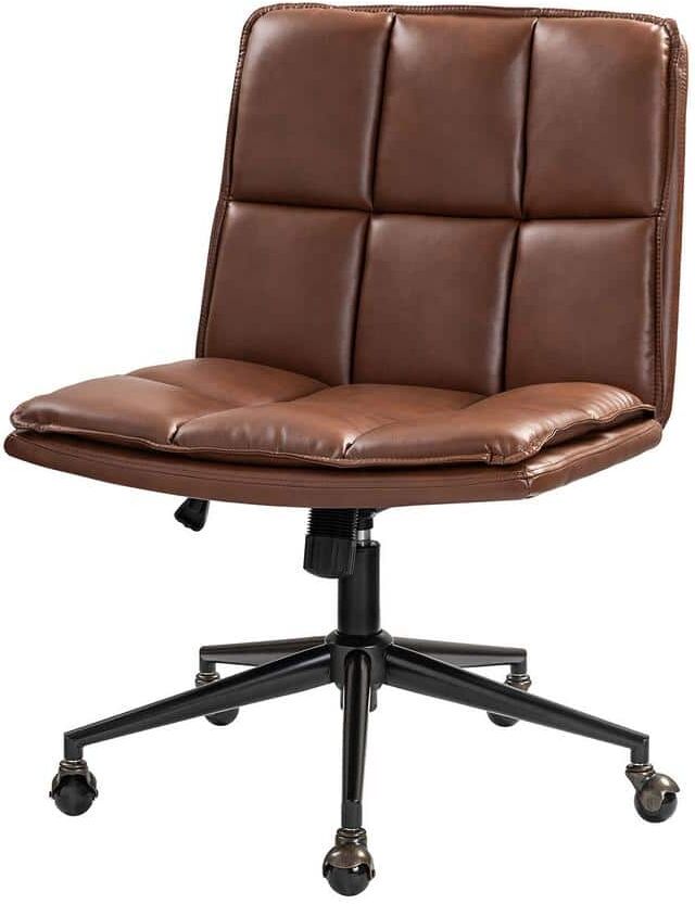 JAYDEN CREATION Iris Modern Brown Vegan Leather Polyurethane Adjustable Height Task Chair