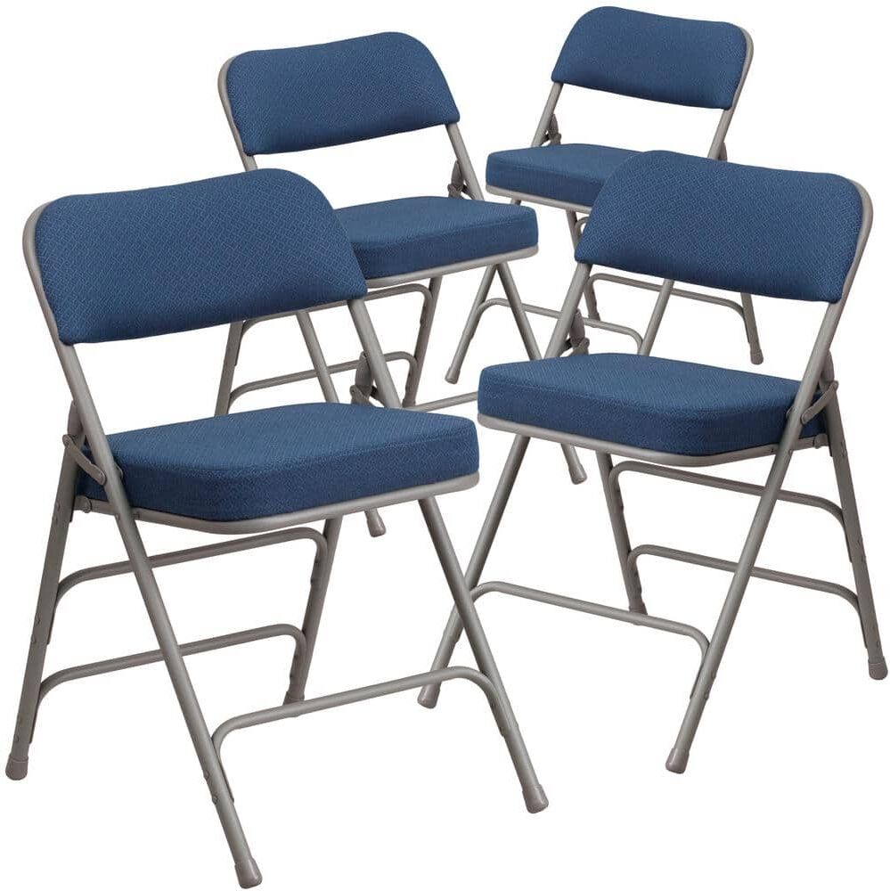 Carnegy Avenue Navy Metal Folding Chair (4-Pack)