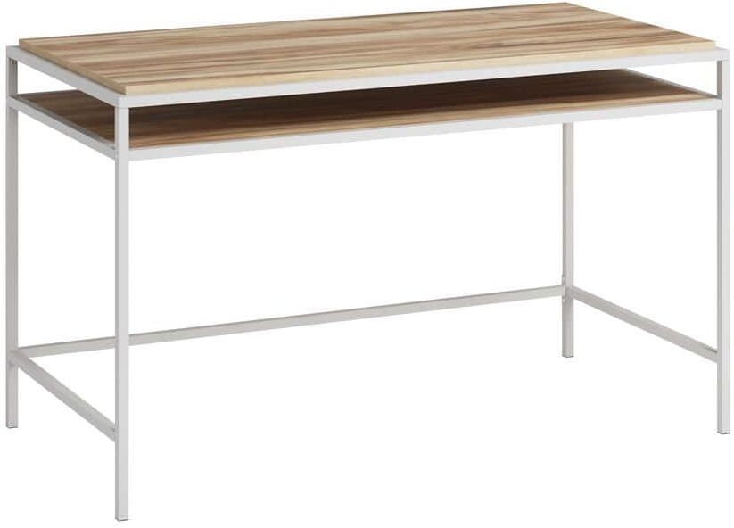 SAUDER Nova Loft 48.976 in. Kiln Acacia Writing Desk with Metal Frame