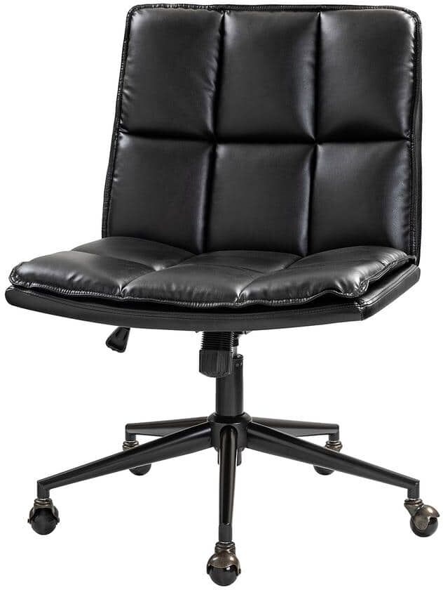 JAYDEN CREATION Iris Modern Black Vegan Leather Polyurethane Adjustable Height Task Chair