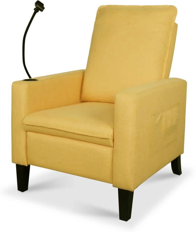 Merax Yellow Modern Polyester Recliner with Phone Holder and Side Pocket