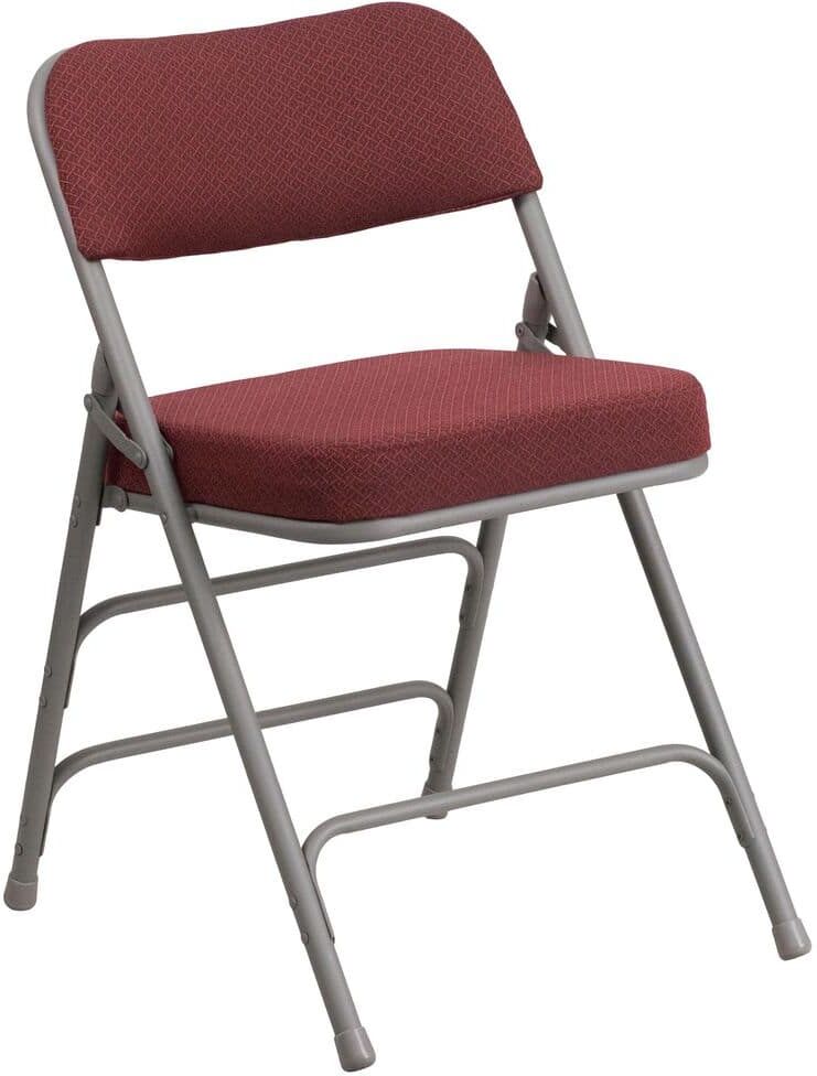 Flash Furniture Hercules Series Premium Curved Triple Braced & Double Hinged Burgundy Fabric Upholstered Metal Folding Chair