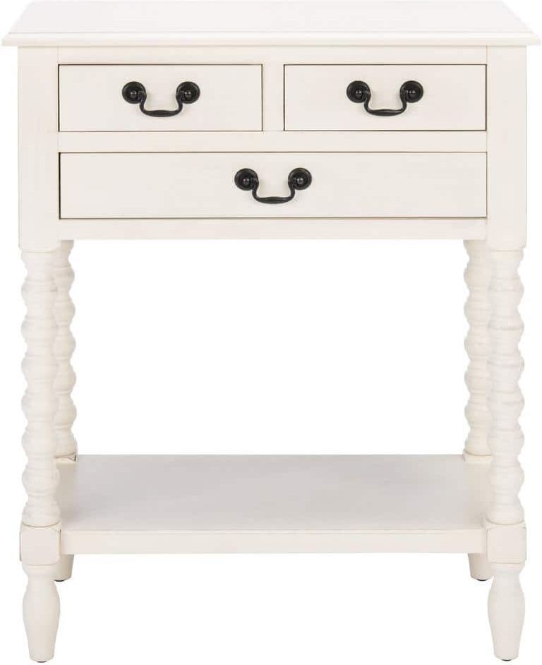 SAFAVIEH Athena 3-Drawer Rustic White Wood Console Table