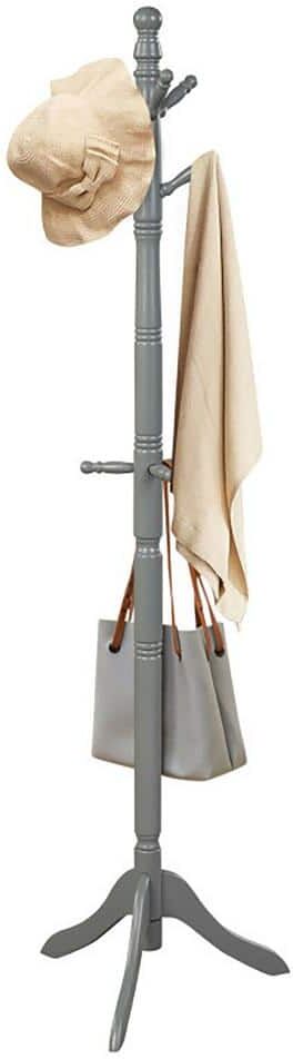 Clihome Gray Entryway Height Adjustable Coat Stand with 9 Hooks