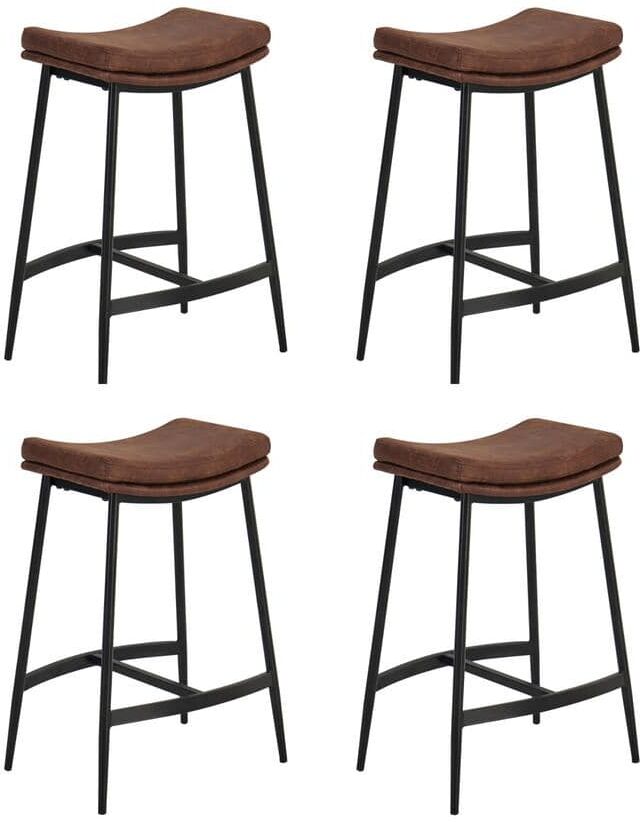 Nathan James Arlo 27 in. Modern Backless Upholstered Counter Height Bar Stool with Metal Frame, Brown/Matte Black, Set of 4