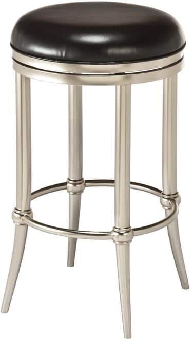 Hillsdale Furniture Cadman 26 in. Dull Nickel and Black Backless Counter Stool