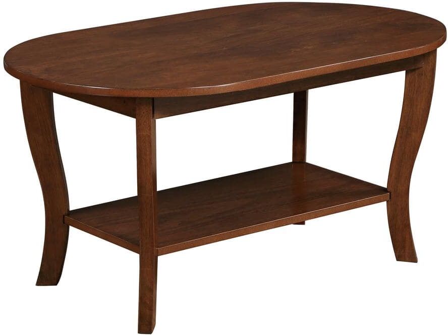 Convenience Concepts American Heritage 36 in. Espresso Oval MDF Coffee Table with Shelf