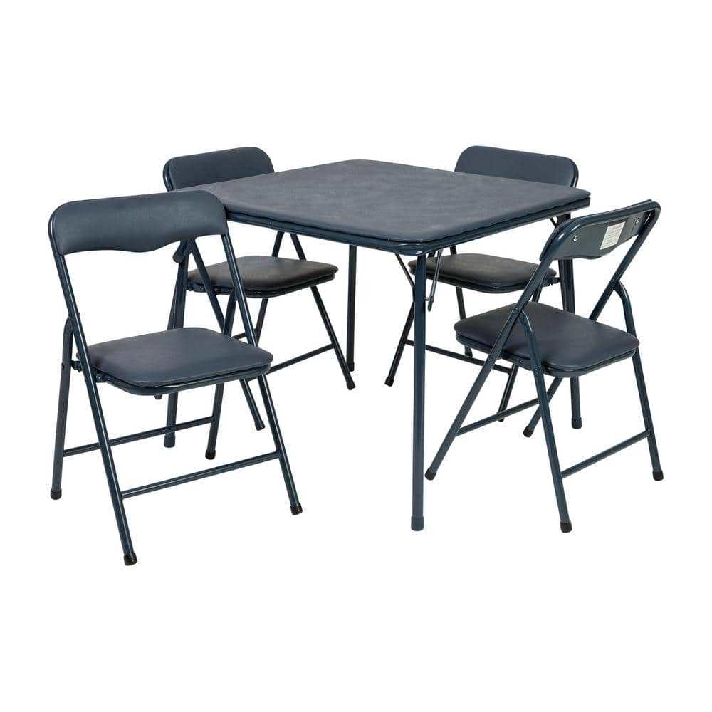 Carnegy Avenue Navy 5 Piece Kids Game and Folding Table and Chair Set