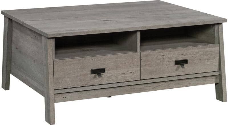 SAUDER Trestle 41 in. Mystic Oak Rectangle Engineered Wood Coffee Table with Lift-Top