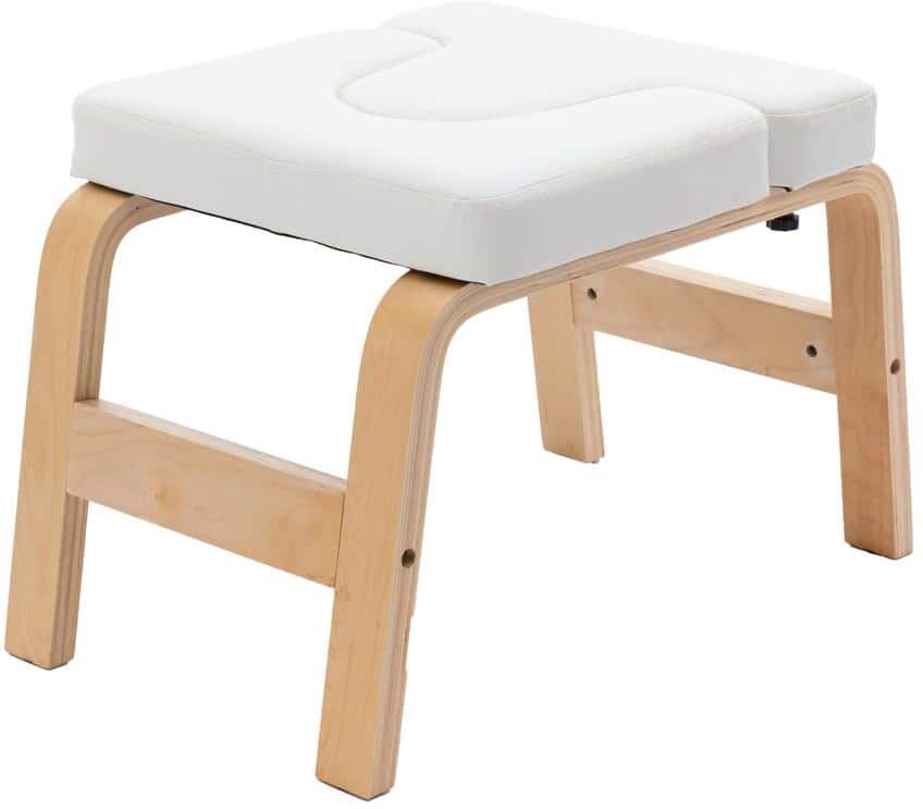 Tatahance Yoga Inversion Stool Beige and White Bench with PU Pad (15.35 in. H x 23.12 in. x W x 14.17 in. D)