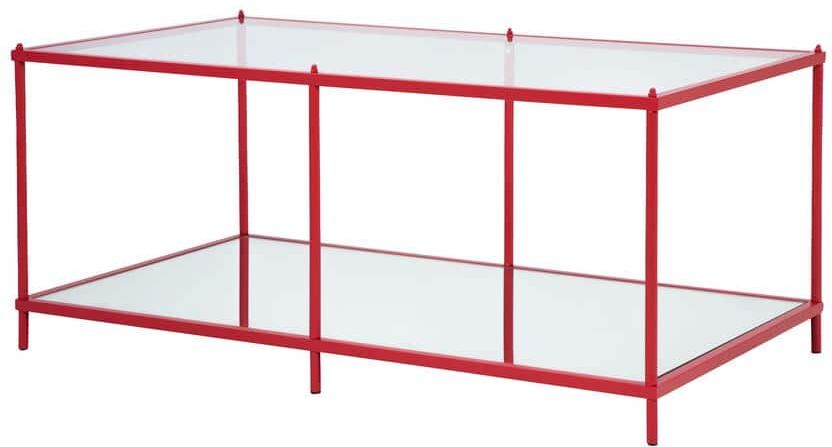 Furniture of America Upland 42 in. Red Rectangular Glass Top Coffee Table