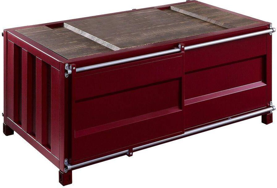 Benjara 28.38 in. Red Rectangle Metal Top Coffee Table