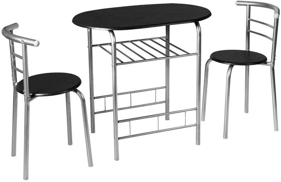 Costway 3 Piece Dining Set Table 2-Chairs Bistro Pub Home Kitchen Breakfast Furniture