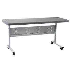 National Public Seating 60 in. Charcoal Plastic Folding Flip-N-Store Training Table, Grey