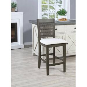 OSP Home Furnishings Walden 24 in. Cane Back Counter Stool 2-Pack with Antique Grey Base and Linen Fabric Seat