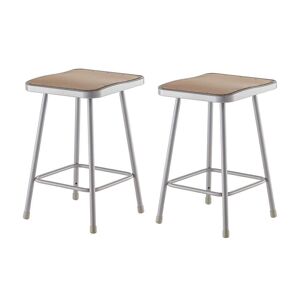 National Public Seating 24 in. Grey Heavy-Duty Square Seat Steel Stool (2-Pack)