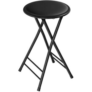 24 in. Black Round Metal Folding Stool with 300 lbs. Capacity - Folding Chair