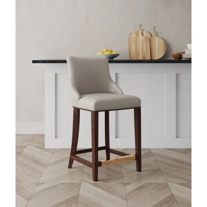 Manhattan Comfort Shubert 25.98 in. Light Grey Beech Wood Counter Stool with Leatherette Upholstered Seat