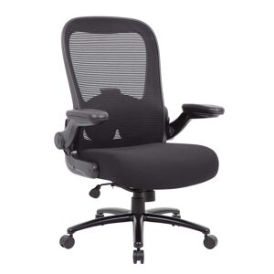 Boss Office Products BOSS Black Fabric Big and Tall Heavy Duty Mesh Task Chair with Adjustable Arms, Black/Black