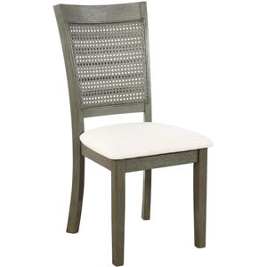 OSP Home Furnishings Walden Cane Back dining Chair (2-Pack) with Antique Grey Base and Linen Fabric Seat