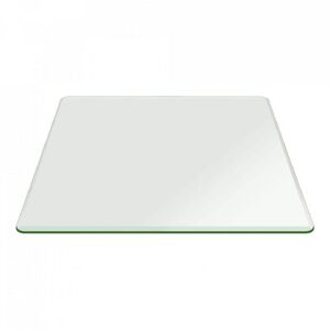 Fab Glass and Mirror 16 in. Clear Square Glass Table Top 1/2 in. Thick Bevel Polish Tempered Glass Table Top Radius Corners, 16 Inch Square