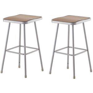 National Public Seating 30 in. Grey Heavy-Duty Square Seat Steel Stool (2-Pack)