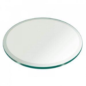 Fab Glass and Mirror 24 in. Clear Round Glass Table Top, 1/4 in. Thickness Tempered Beveled Edge Polished, 1/4" Thick Beveled