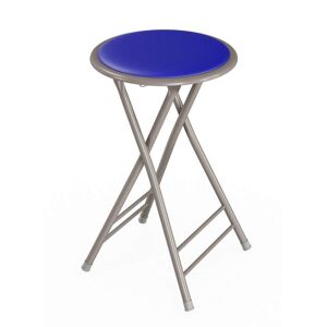 Trademark Home 24 in. Royal Blue Heavy-Duty Padded Round Folding Bar Stool