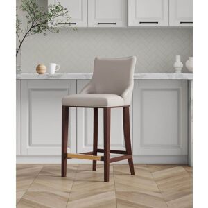 Manhattan Comfort Shubert 29.13 in. Light Grey Beech Wood Bar Stool with Leatherette Upholstered Seat