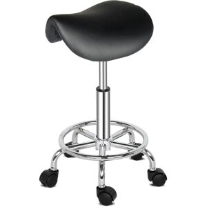 Winado Black PU Leather Seat Adjustable Salon Stool Hydraulic Saddle Rolling Chair