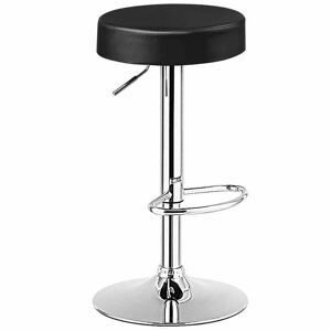 Boyel Living 34 in. Black PU Leather Adjustable Round Bar Stool Swivel Pub Chair