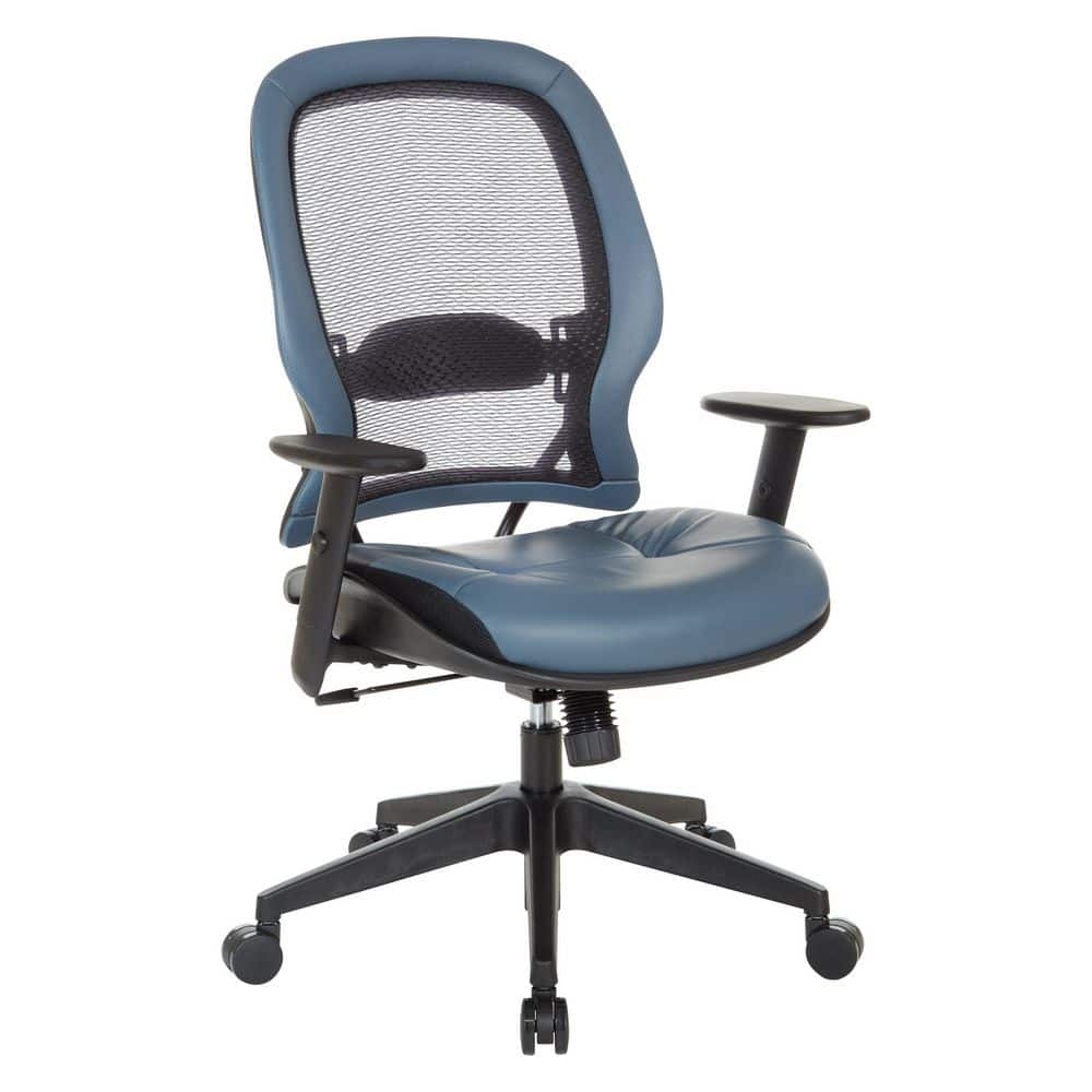 Office Star Products Space Seating 57 Series Dark Air Grid Executive Manager's Office Chair with Antimicrobial Fabric Seat In Dillon Blue