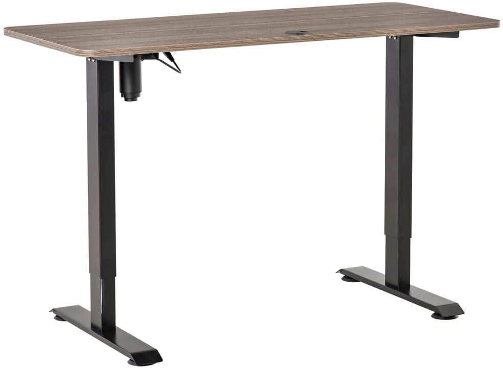 Vinsetto 53 in. Teak and Black Electric Standing Desk with 4-Memory Button Control, Anti-Collision System Height Adjustable