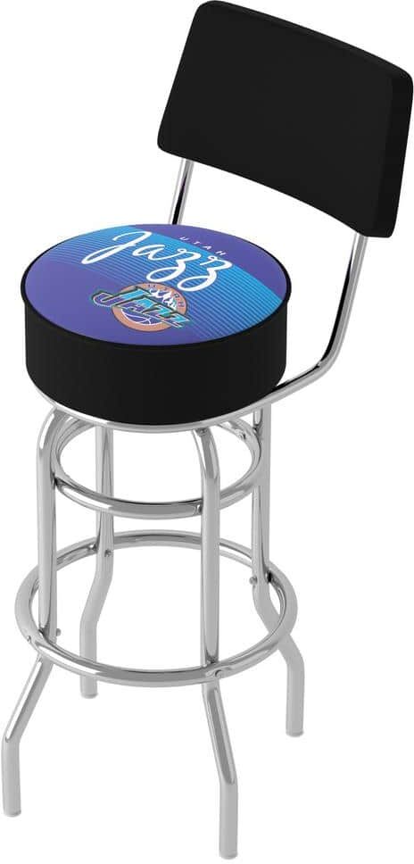 Utah Jazz Hardwood Classics 31 in. Blue Low Back Bar Metal Stool with Vinyl Seat