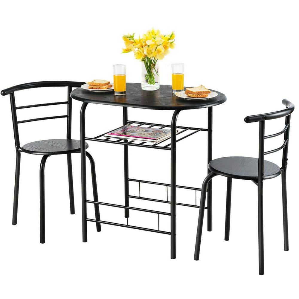 Costway 3 Pcs Dining Set Table and 2 Chairs Compact Bistro Pub Breakfast Home Kitchen