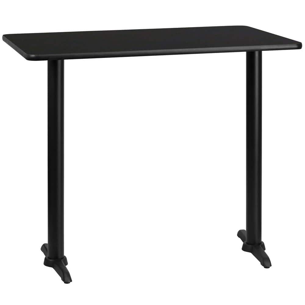 Flash Furniture 30 in. x 48 in. Rectangular Black Laminate Table Top with 5 in. x 22 in. Bar Height Table Bases