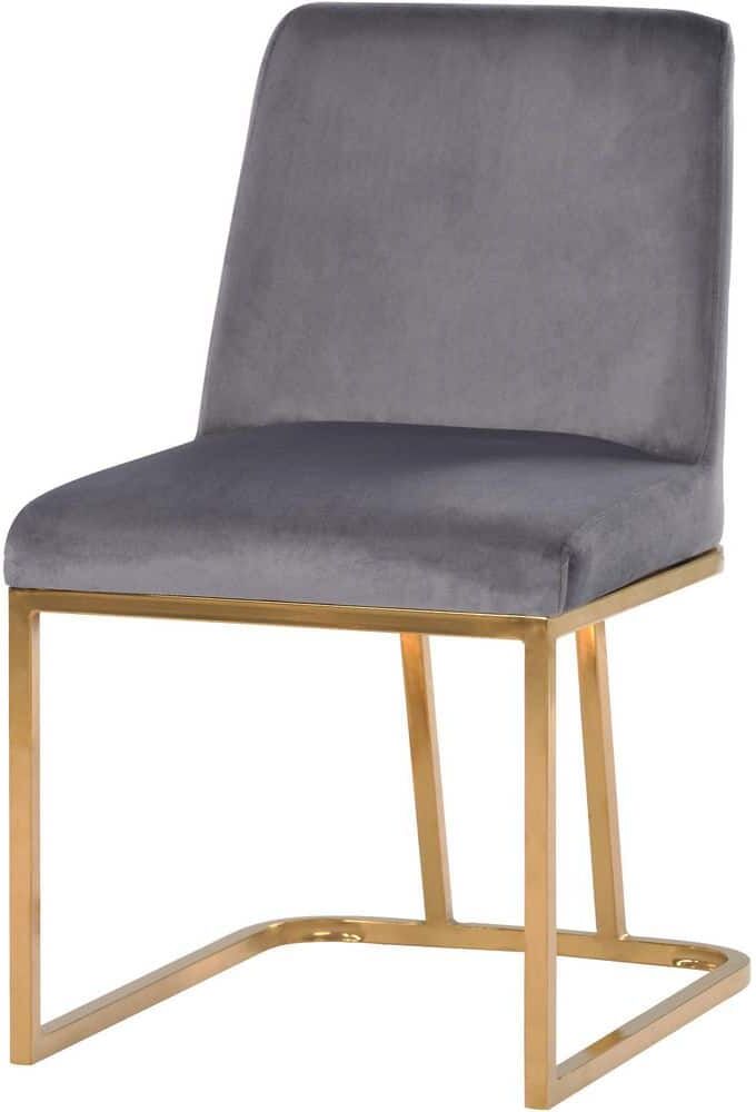 Modern Minimalist Upholstered Armless Velvet Accent Dining Chair with Gold Metal Base ( Set of 4 )